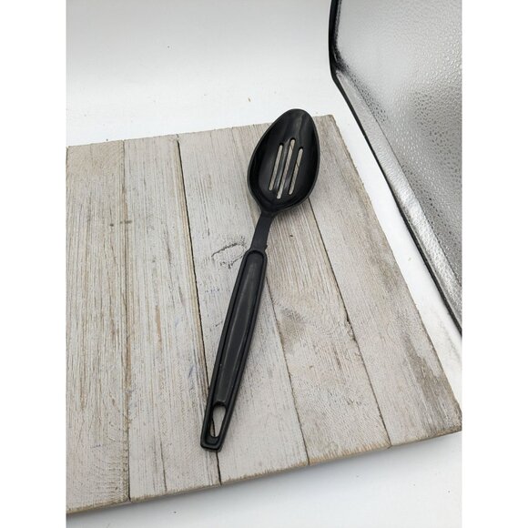 Black Nylon Plastic Slotted Spoon 11 1/4" Unbranded - Picture 1 of 8